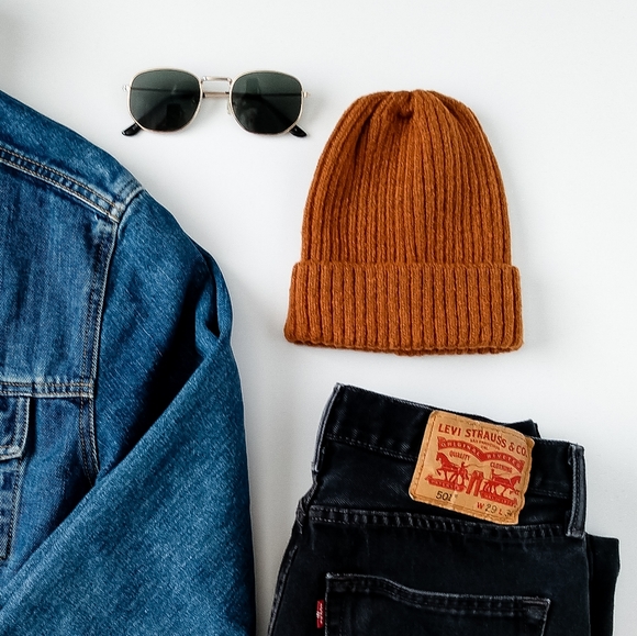 Burnt Orange Ribbed Knit Fisherman 